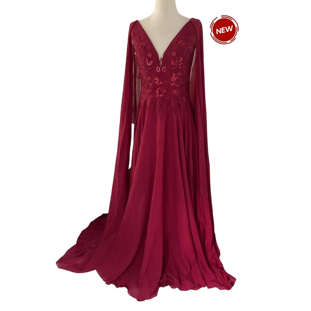 JJ House Burgundy Formal Long Dress Party Dress Women's Size 2 NWOT | 49-27